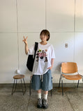 [unisex] Renhi Stripe Banding Denim Bermuda Pants