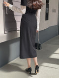 Ever Buckle Strap Wrap Long Skirt