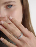 Essence Silver (W) Milgrain Layer Stone Ring