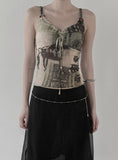 Ethnic Mesh Print Sheer Sleeveless