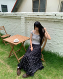 [Fake Layered] Jaden Eyelet Ribbon Halter Neck Shirring Puff Sleeveless