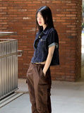 Kanter shirring cargo two way jogger pants