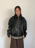 Cavit Cut Two-Way Washing Leather Jacket