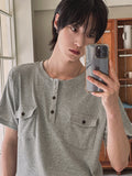 Cooper Two Pocket Half Henley Neck Tee