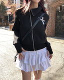 Tay Cross Stud Unbalanced Zip-Up