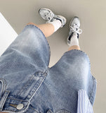 Loose Bermuda Thigh Cover Cooling Half Length Denim Shorts