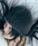 Double Strap Angora Beanie