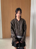 Wort Vintage Washing Leather Crop Blouson Jacket