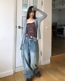 BL Button Point Ribbed Slim Cardigan