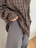 Charne Herringbone Wide Cotton Pants