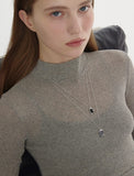 Volume Square Silver (W) Onyx Necklace
