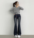 Washing Lycra Banding Span Bootcut Denim Pants