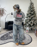 Luke diagonal panel washed denim pants