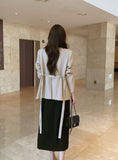 Illy V-neck No Collar Jacket (Belt set)
