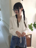 Throat Western Double Strap Long Sleeve Blouse