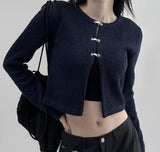 Two-handed buckle cropped cardigan