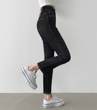 Non-fade 2Button 4Season Span Slim Fit Straight Denim Pants