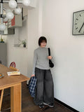 Honkidi Side Snap Banding Wide Denim Pants