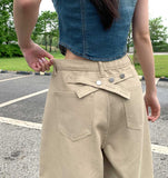 Unique Cross Adjust Point Bermuda Knee Length Cotton Pants
