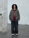 Crack Washing Leather Bomber Jacket