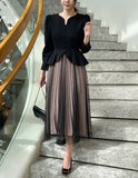 Crete color matching pleated tulle one-piece