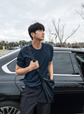 Muscle fit linen short sleeve knitwear