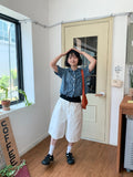 Deduce Snap Button Balloon Bermuda Pants