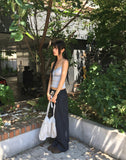 Pookie Linen Stripe Banding Wide Long Pants