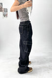 caffeine cargo denim wide pants