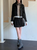 Niven Vintage Black Denim Span Cropped Denim Jacket