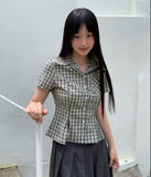 Ascend Check Collar Pin Tuck Shirt