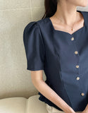 Cloa Heartneck Puff Peplum Jacket Blouse
