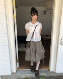 Popori Round Collar Short Sleeve Blouse