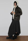 [BELT SET] SLANT STRIPE DRAPE SKIRT