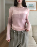 Poria Diagonal Mix Boat Neck Knit