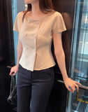 Denlua Double Button Jacket Blouse