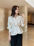 Annie V-neck Collar Double Wrap Jacket Blouse