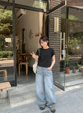 Nare Basic Span Round Short Sleeve Tee