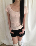 Houn Deep U-Neck Short Sleeve T-Shirt