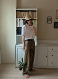 Ice two-tuck linen pants