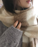 Sand Cashmere Stripe Muffler Scarf