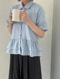 Mamg Tiered Short Sleeve Blouse