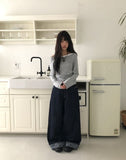 Jakan Flower Roll-up Wide Denim Pants