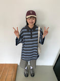 [unisex] Hudend Stripe Collar Over Short Sleeve Tee