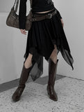 Roach chiffon unbalanced flare skirt