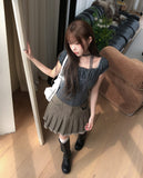Yudee Dot Puff Short Sleeve Set