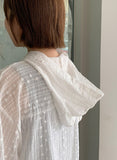 Minbomi Punching Lace Hood Short Sleeve Blouse