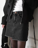 Midi Unbalance Denim Skirt
