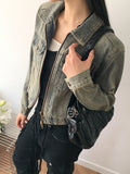Batte Vintage Y2K Washing Two-Way Denim Jacket
