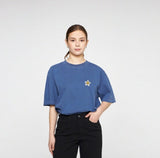 Flower Smile Logo Embroidery Pigment Short Sleeve T-shirt
